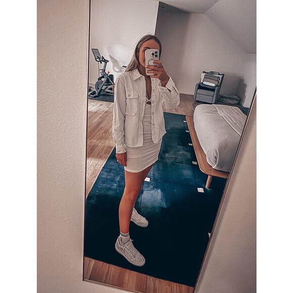 SILK LAUNDRY Off-White 100% Organic Cotton Long Sleeve Front Button Jacket L - Picture 16 of 16